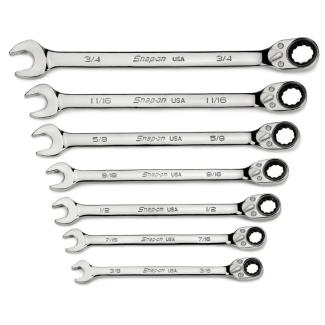 SOXRR707A - Zestaw kluczy oczkowo-płaskich grzechotkowych Flank Drive® Plus, 3/8" - 3/4" (7 szt.)