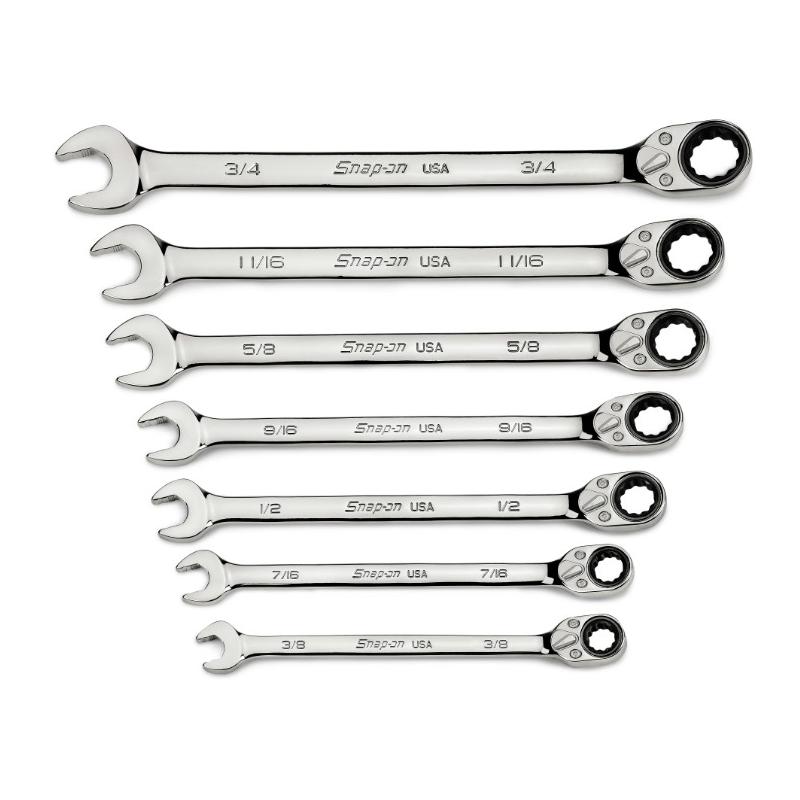 SOXRR707A - Zestaw kluczy oczkowo-płaskich grzechotkowych Flank Drive® Plus, 3/8" - 3/4" (7 szt.)