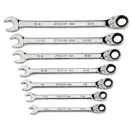 SOXRR707A - Zestaw kluczy oczkowo-płaskich grzechotkowych Flank Drive® Plus, 3/8" - 3/4" (7 szt.)