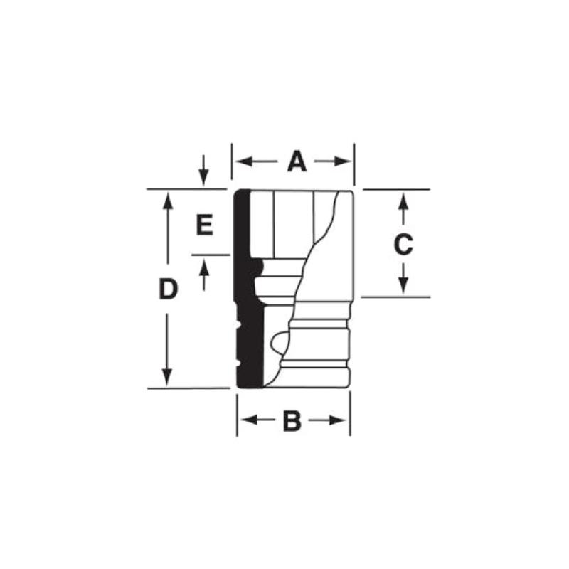 SW121A - Nasadka 1/2" 12-kątna, krótka, calowa, 3/8"