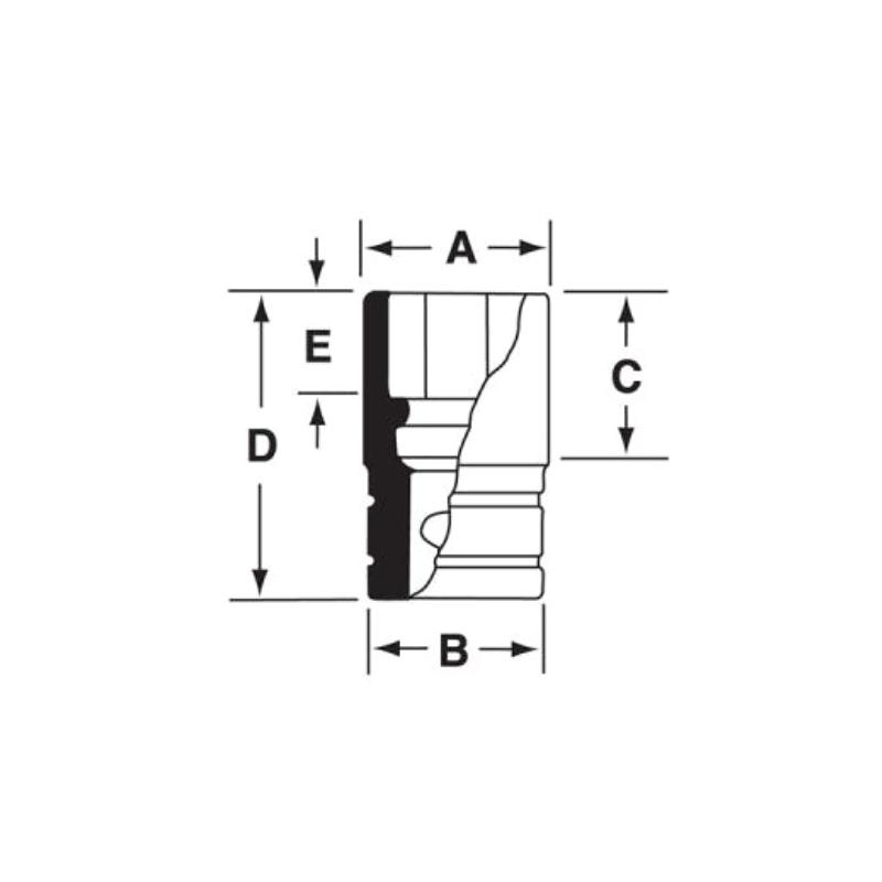 TMDS10 - Nasadka 1/4" 12-kątna, Semi-Deep, calowa, 5/16"