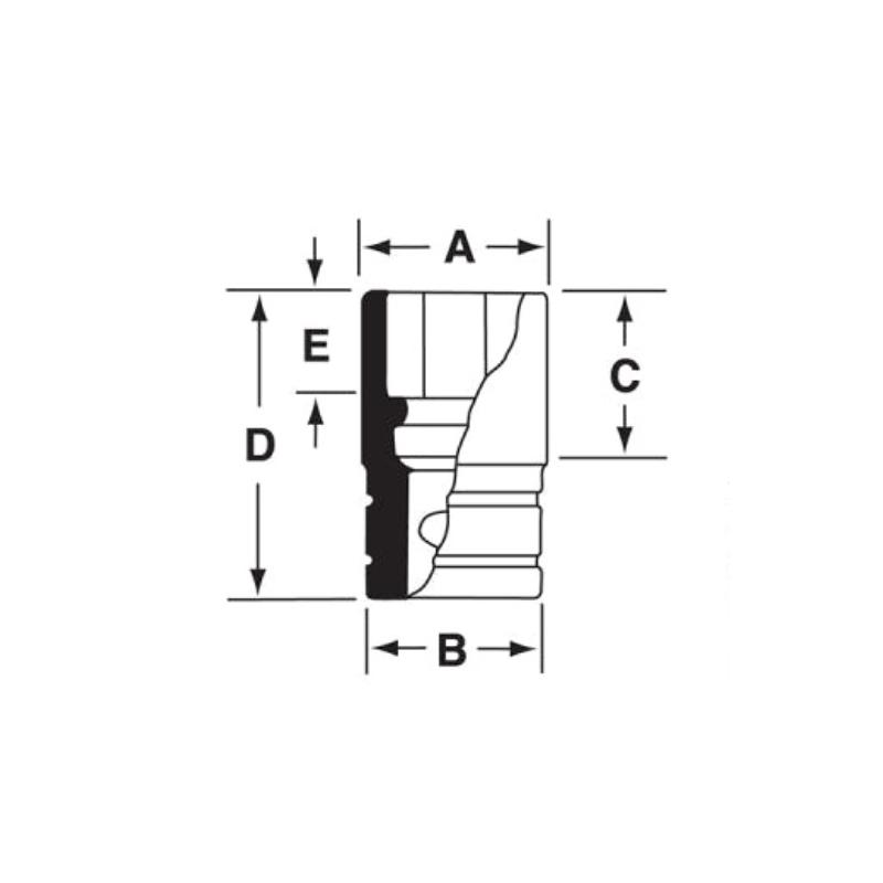 TMDS11 - Nasadka 1/4" 12-kątna, Semi-Deep, calowa, 11/32"
