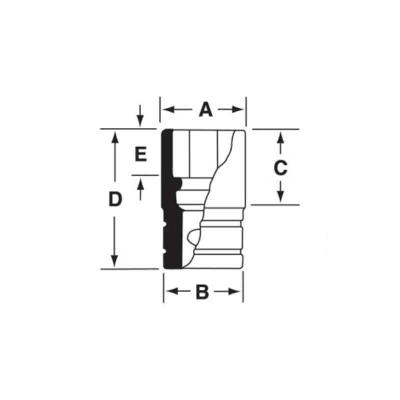 TMDS12 - Nasadka 1/4" 12-kątna, Semi-Deep, calowa, 3/8"