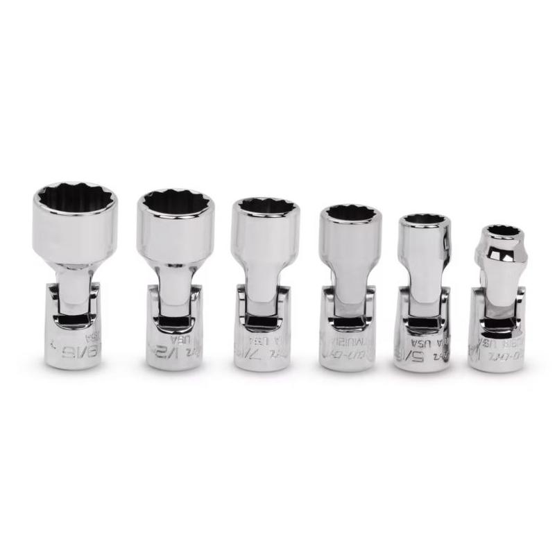 106TMUA - Zestaw nasadek przegubowych 1/4" do śrub 12-kątnych, 1/4" - 9/16" (6 szt.)