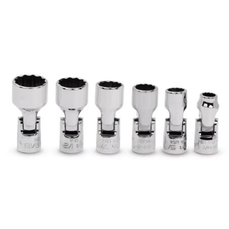 106TMUA - Zestaw nasadek przegubowych 1/4" do śrub 12-kątnych, 1/4" - 9/16" (6 szt.)