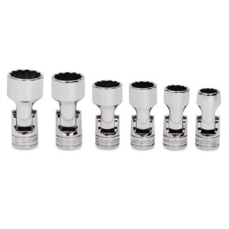 206FUA - Zestaw nasadek przegubowych 3/8" do śrub 12-kątnych, 7/16" - 3/4" (6 szt.)
