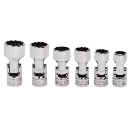 206FUA - Zestaw nasadek przegubowych 3/8" do śrub 12-kątnych, 7/16" - 3/4" (6 szt.)