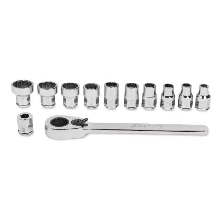 112RTA - Zestaw nasadek 1/4" z grzechotką, 12-kątnych, niskoprofilowanych, 3/16" - 9/16" (12 szt.)