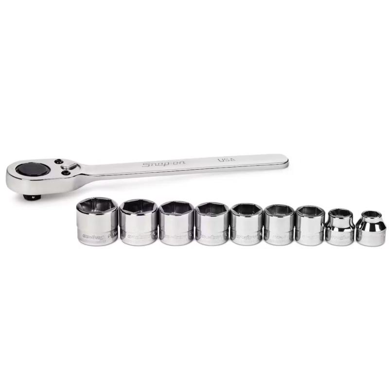 210RAFSMA - Zestaw nasadek 3/8" z grzechotką, 6-kątnych, niskoprofilowych, 8 - 18 mm (10 szt.)