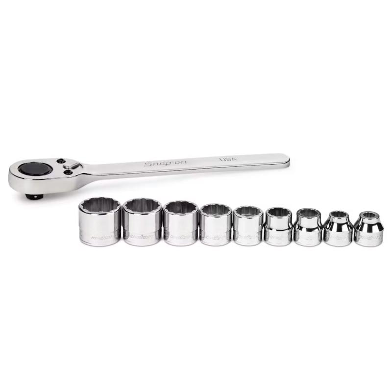 210RARFA - Zestaw nasadek 3/8" z grzechotką, 12-kątnych, niskoprofilowych, 1/4" - 3/4" (10 szt.)