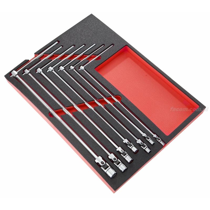 MODM.99B - moduł 7 kluczy długich z przegubem od 7 do 19 mm na wkładce piankowej